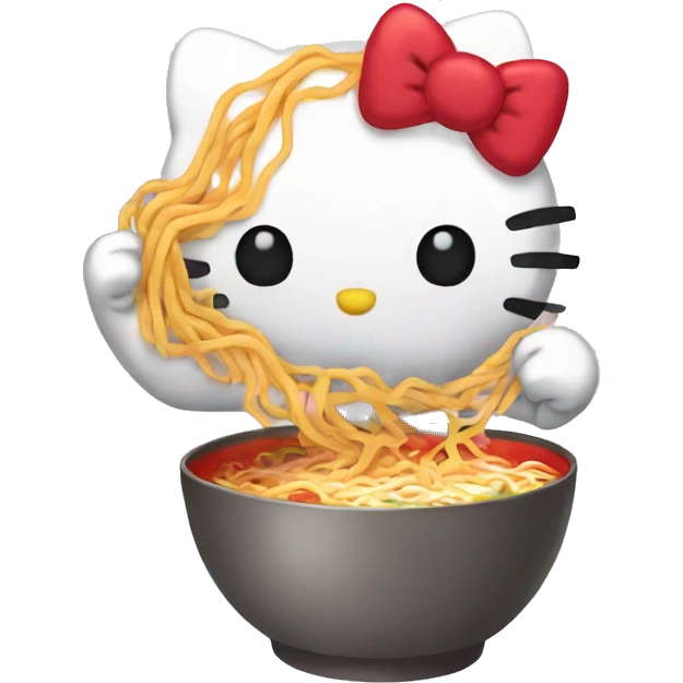 hello kitty eating ramen angry emoji