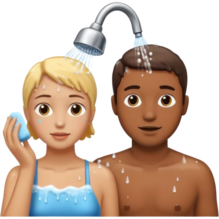 a woman and man showering emoji