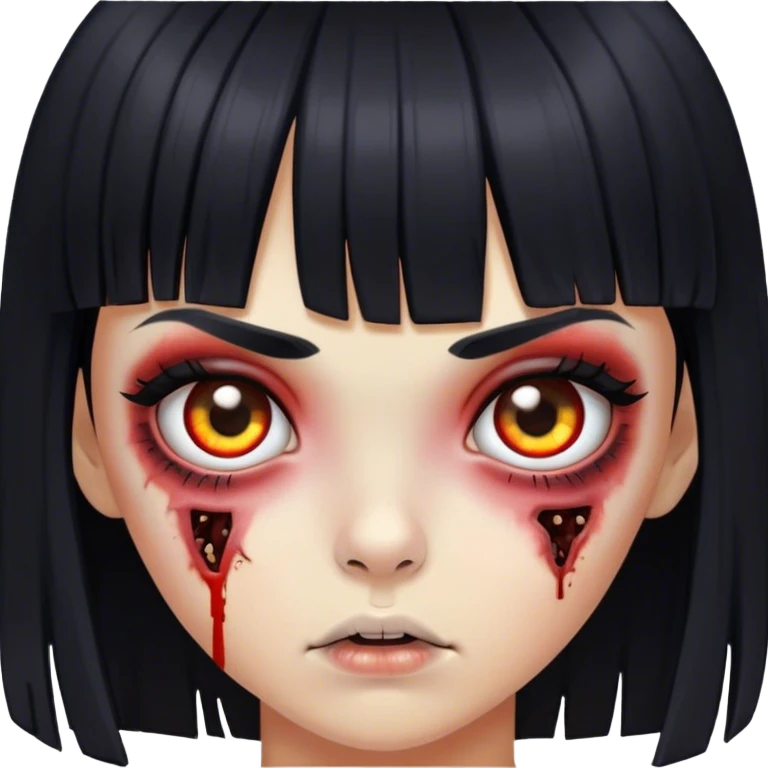 garota zumbi mas vom franja na sobrancelha e cabelo preto liso emoji