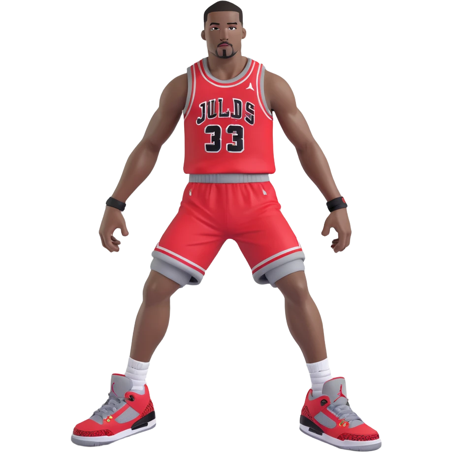3D Emoji style Air Jordan 3 sneaker in University Red/Black/Cement Grey, with arms and legs, energetic stance, DJ Khaled Grateful theme emoji