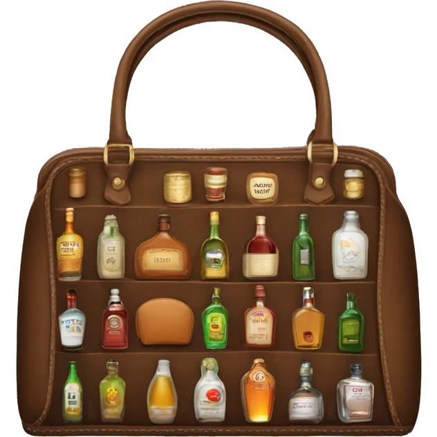 purse with liquor bottles inside emoji