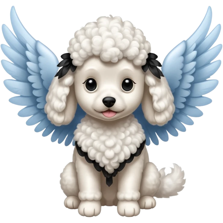Perro french poodle mini blanco con Alas emoji