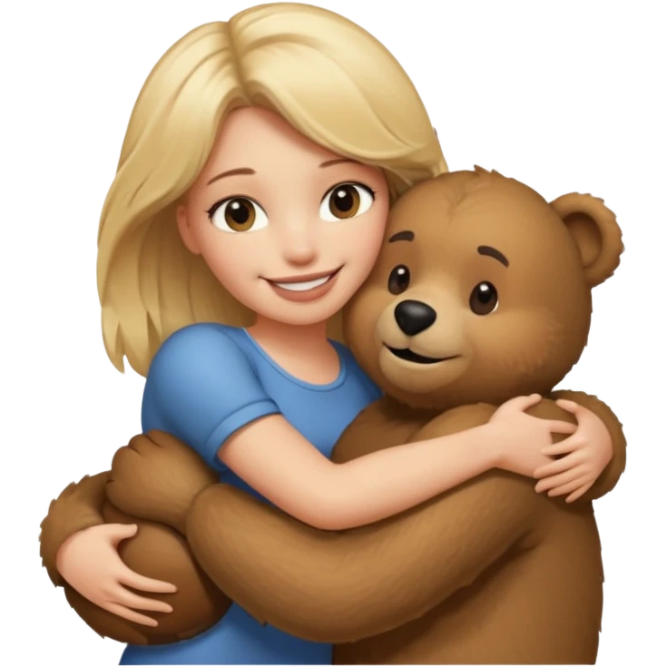 Blond Woman loving a big  bear emoji