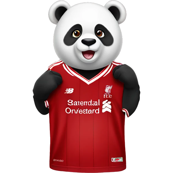 Panda wearing Liverpool fc jersey emoji