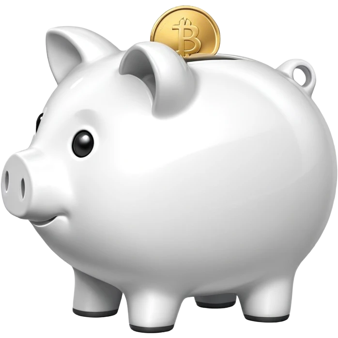 white piggy bank with a coin emoji
