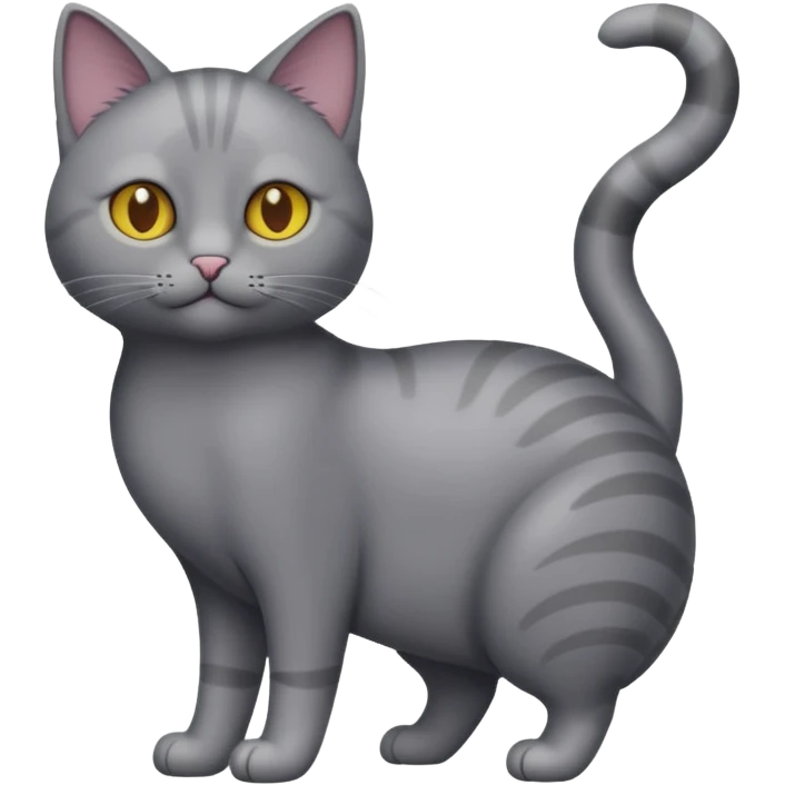 lean grey cat with full body emoji