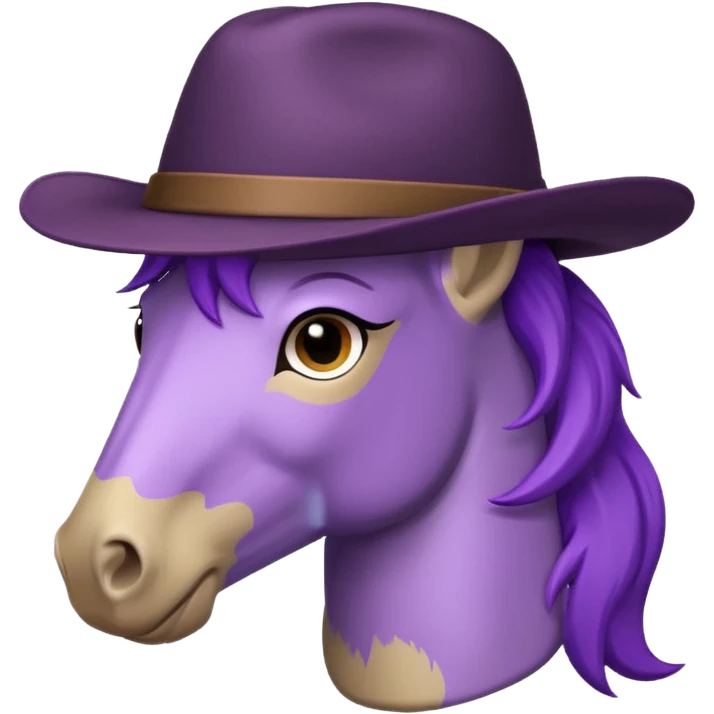 purple horse with brown hat emoji