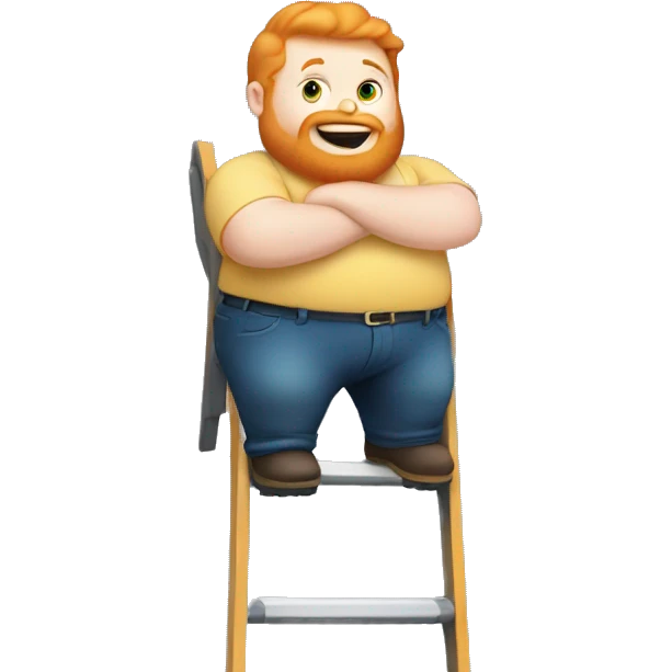 Fat ginger man on a ladder emoji