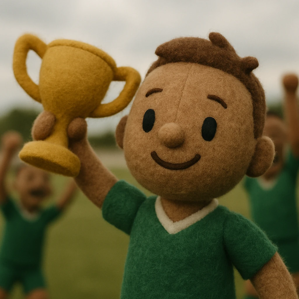 team celebrating with trophy emoji