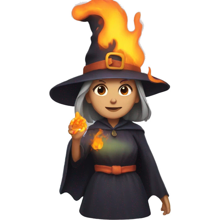 witch with flames on her hands emoji