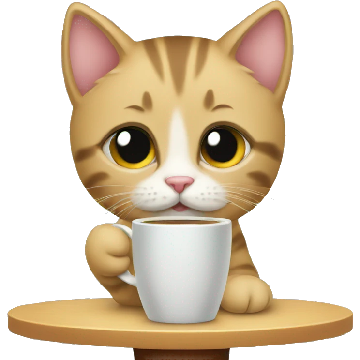 A kitten drinks coffee emoji