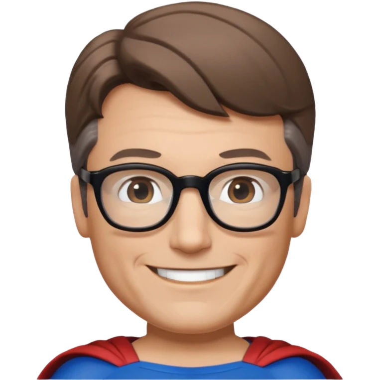 Make me a superman emoji with black glasses, light brown hair and slightly graying emoji