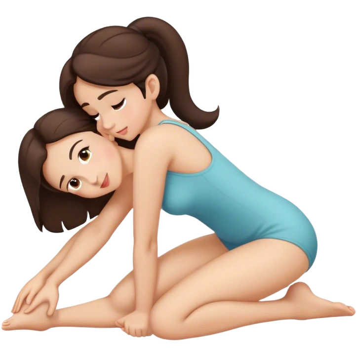 brunette intimate sfw cute pose bending arched curved IN back on hands and knees emoji