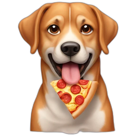 Un chien qui mange de la pizza emoji