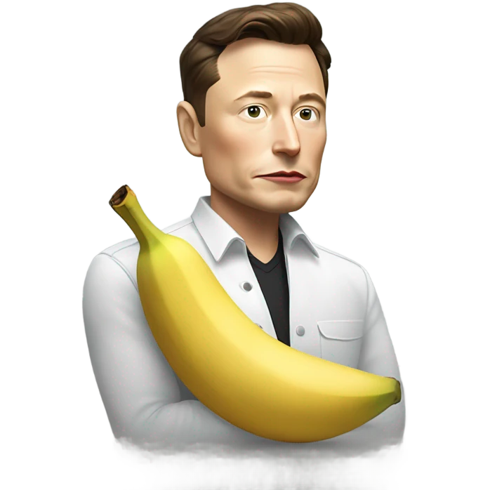 Elon musk eating a banana while being sigma  emoji
