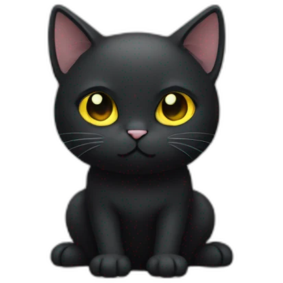 black cat white chest fat short legs yellow eyes one fang  emoji