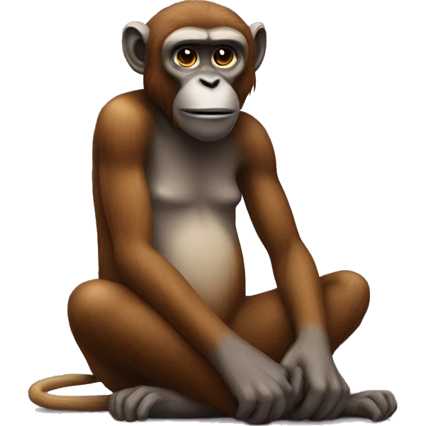 A chat sitting on hed of a monkey emoji