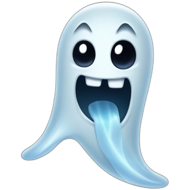 a funny little ghost who sticks out his tongue emoji