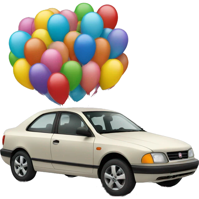 a car ad some baloon emoji