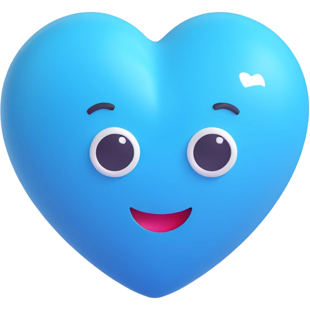 3D heart, blue color, Microsoft 3D emoji style emoji