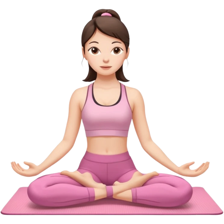 white brunette girl in light pink workout clothes stretching yoga mat emoji