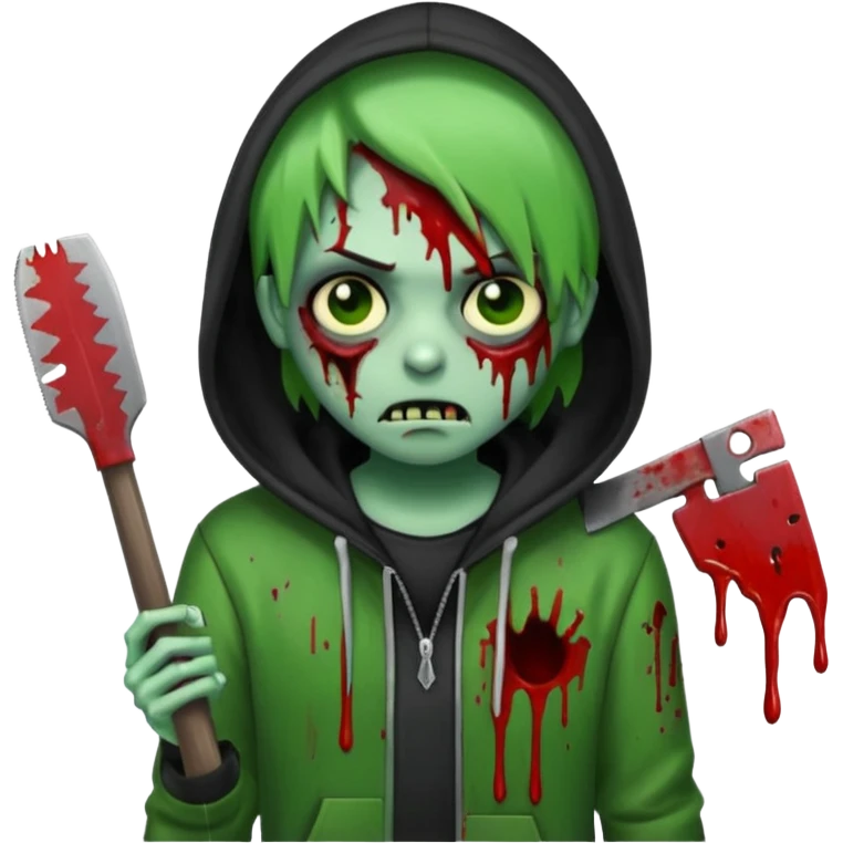 trap hood zombie emoji with saw and drip and emo emoji