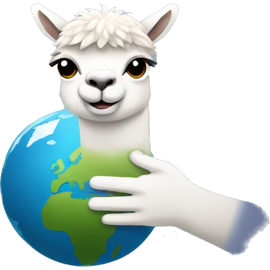 Multiple/an alpaca holding the raining earth in his hands emoji