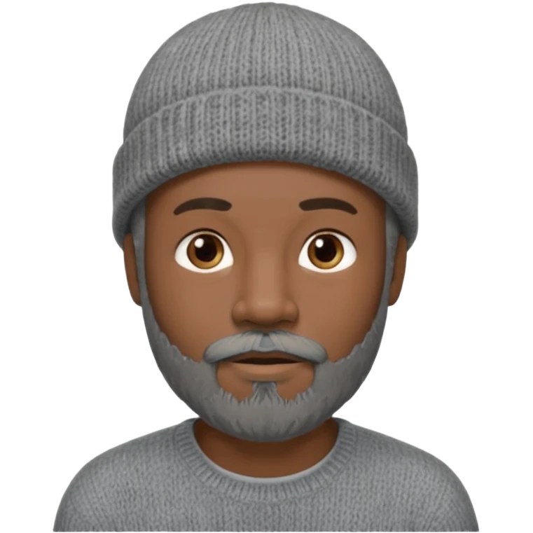 Middle-aged black male, gray goatee beard, wearing a gray knit beanie emoji