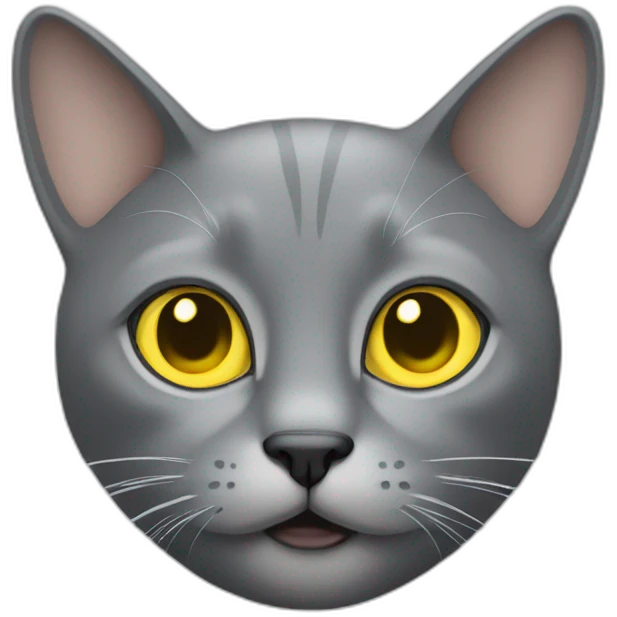 gray cat with yellow big eyes emoji