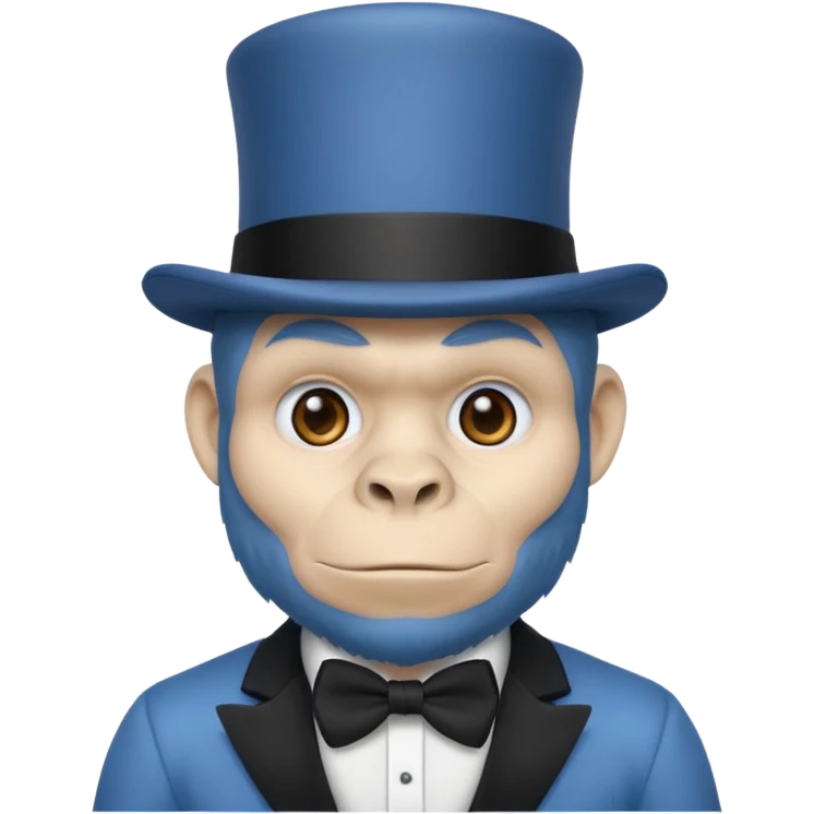 A gorilla tag guy from gorilla tag that’s blue and has the top hat emoji