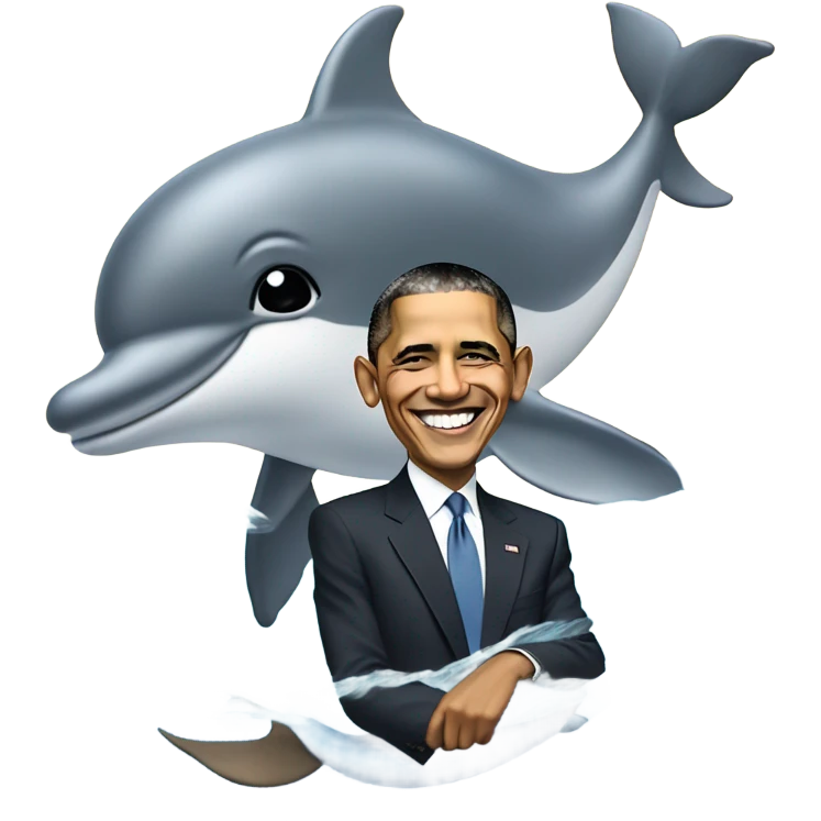 Obama riding a dolphin emoji