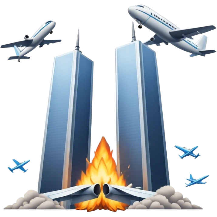 Twin towers with a plane  emoji