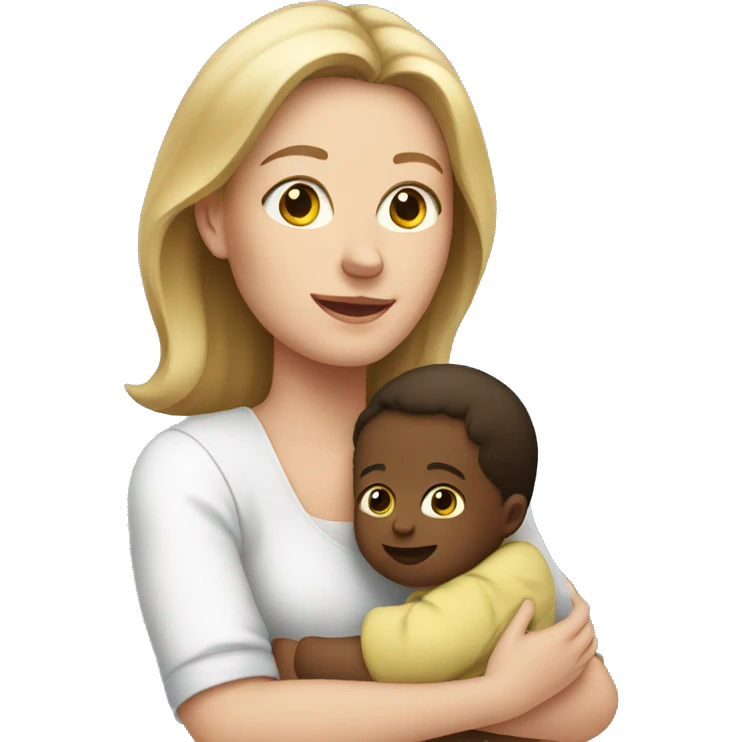 white mom holding little baby emoji
