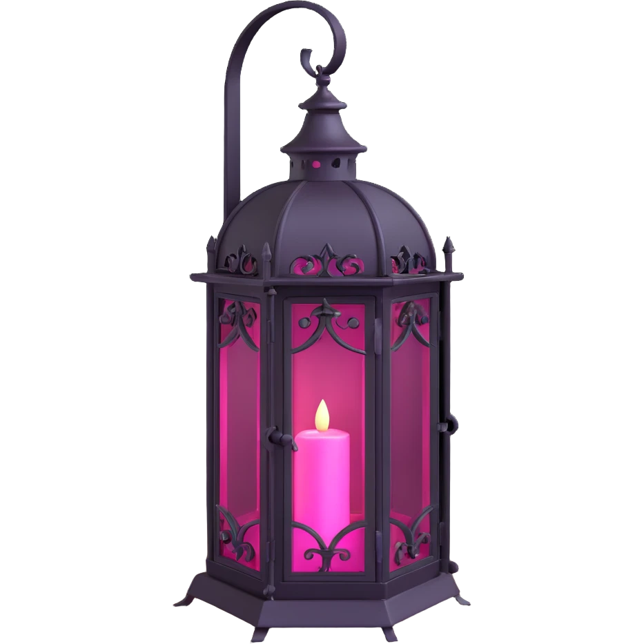 3D gothic lantern with pink glass, wrought iron, dramatic lighting emoji