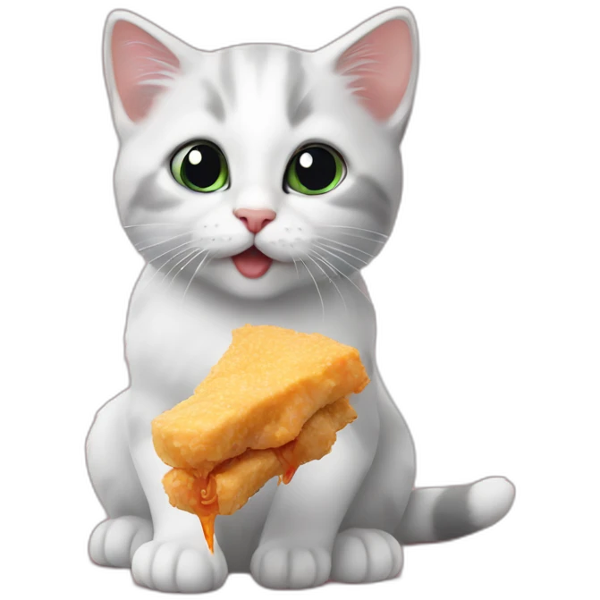 kitten eat chicken bites emoji