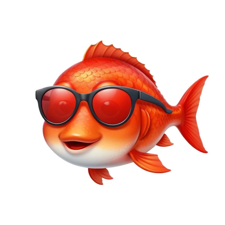 Red fish wearing sunglasses emoji