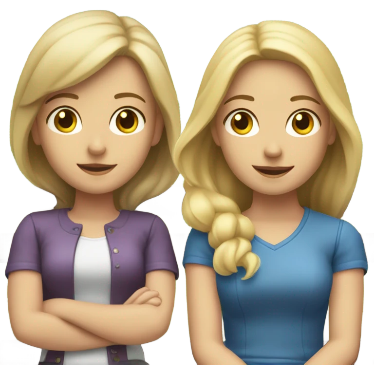 Two girls sitting on a bench one blonde one brunette both white  emoji