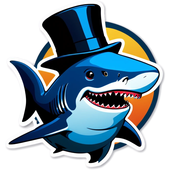 Shark with top hat emoji