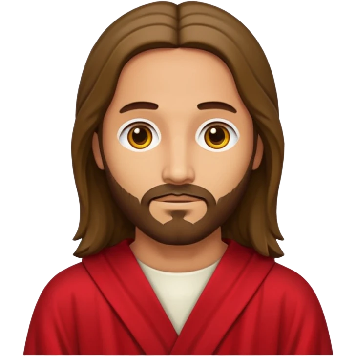 Jesus like the red robe Jesus painting but stylized like an emoji emoji