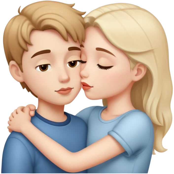 Girl and boy kissing and cuddlel emoji