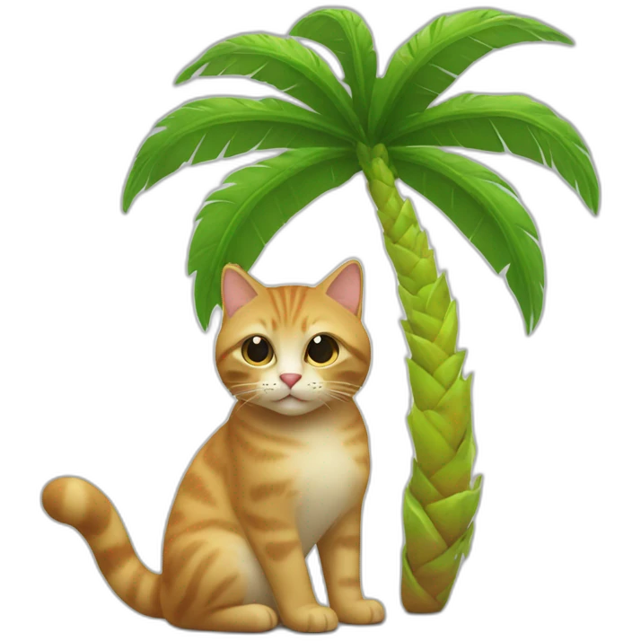 un chat sous un palmier  emoji