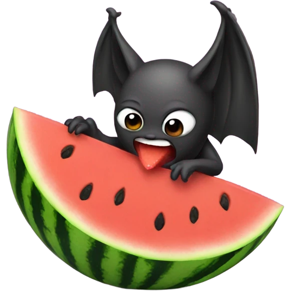 Bat eating watermelon emoji