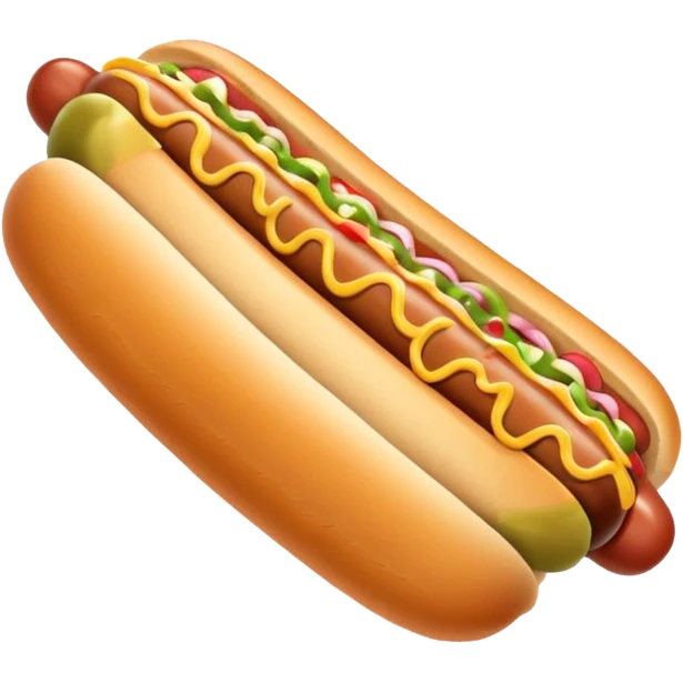 Grilled hot dog in a bun. Add sauerkraut on one side and then drizzle spicy mustard on the top  emoji