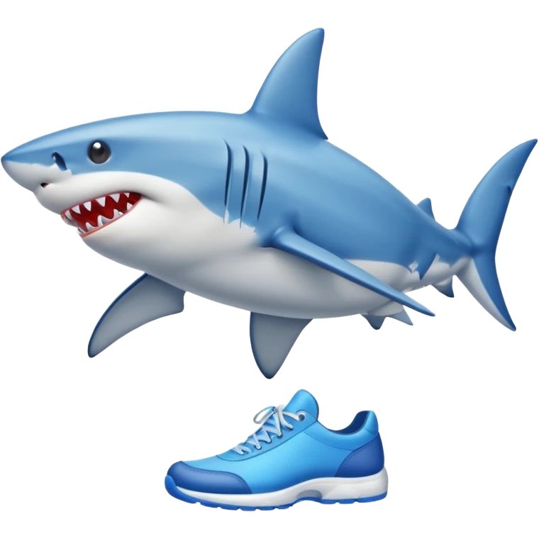 Shark with legs wearing blue shoes emoji