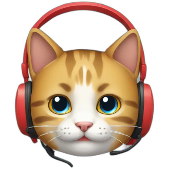 gato con unos cascos gaming emoji