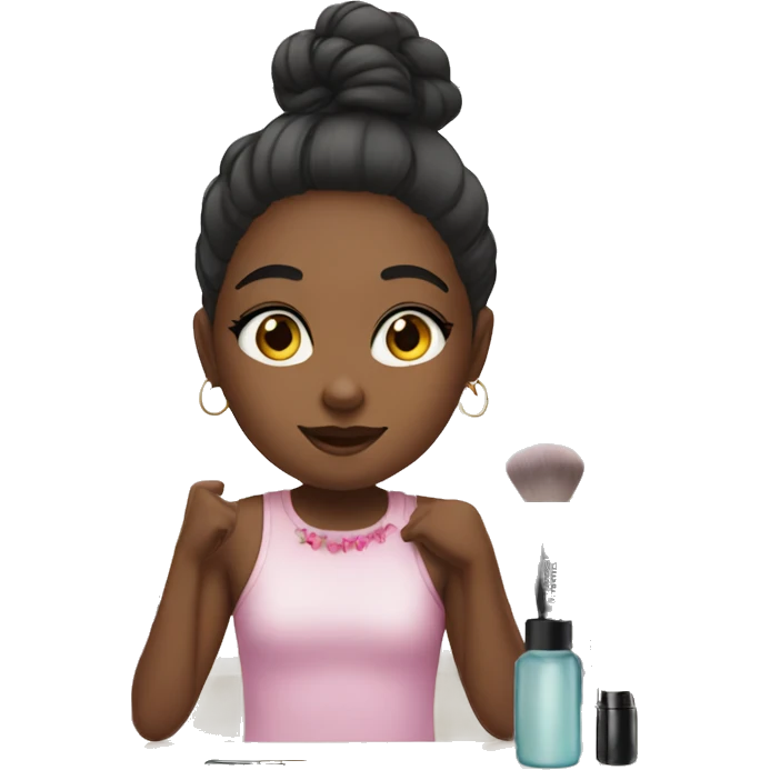girl sitting in front of makeup vanity  emoji