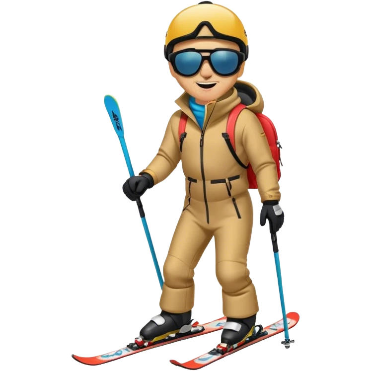 Handsome man licking ski slope emoji