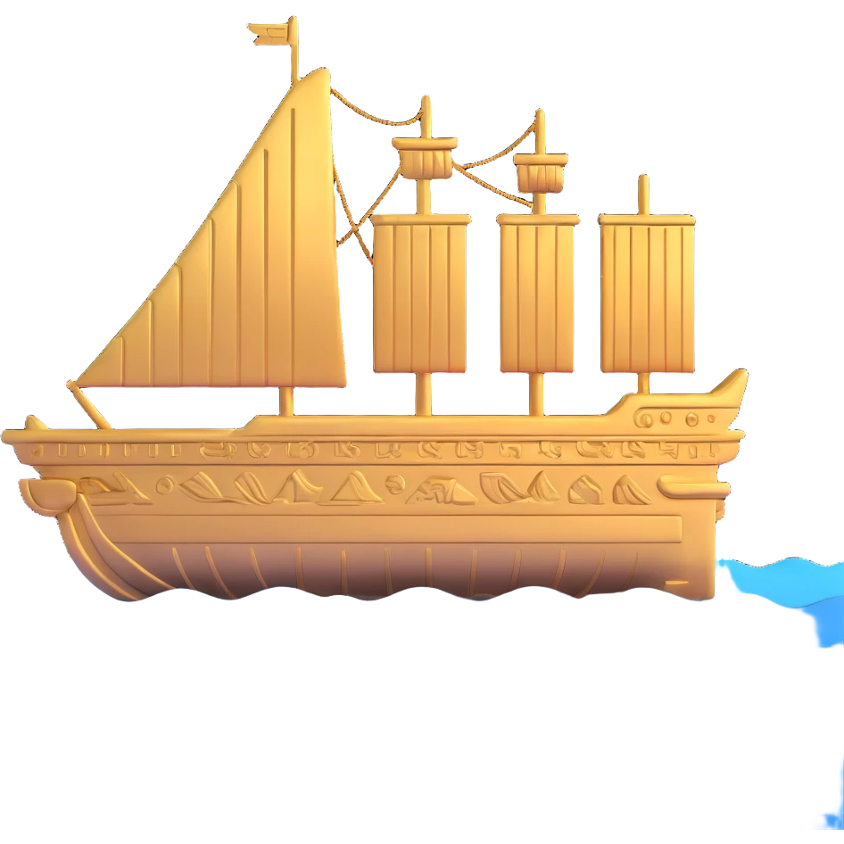 underwater ancient Anunnaki ship gold with stepped design and cuneiform emoji