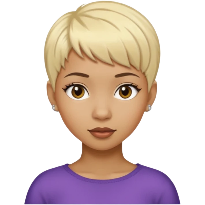 African-American female, with very short blonde pixie hair with bang to the side emoji