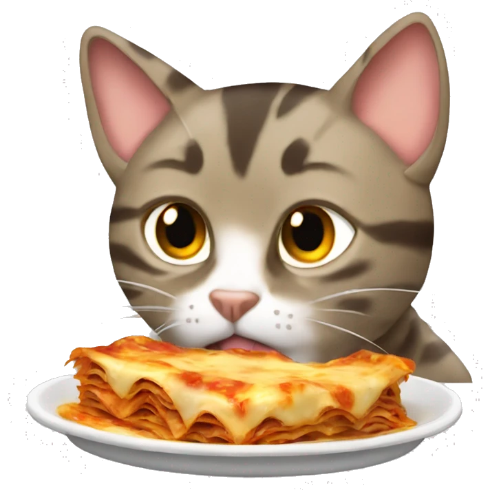tabby cat eating lasagna emoji